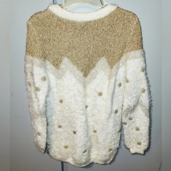 Lauren Michelle Metallic Fluffy Sweater Holiday Christmas New Years Party M - Picture 2 of 7